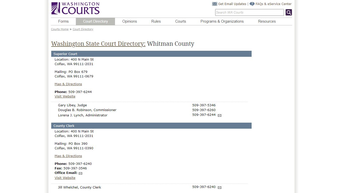 Washington State Courts - Court Directory